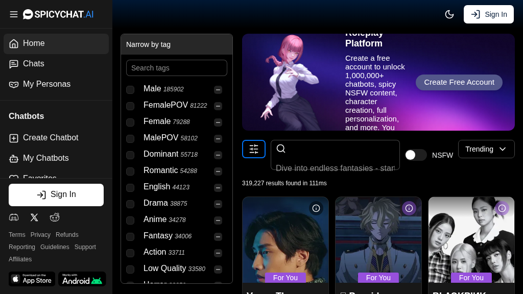 SpicyChat AI Screenshot