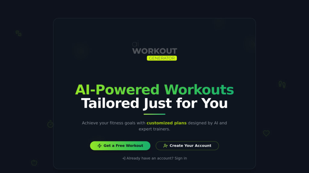 AI Workout Generator Screenshot
