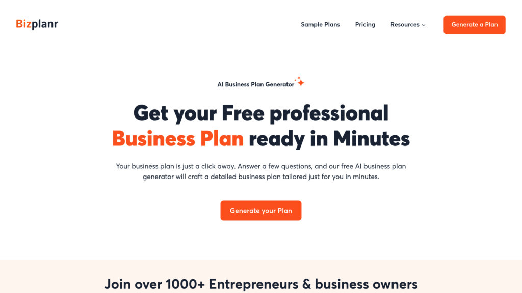 Bizplanr 截圖