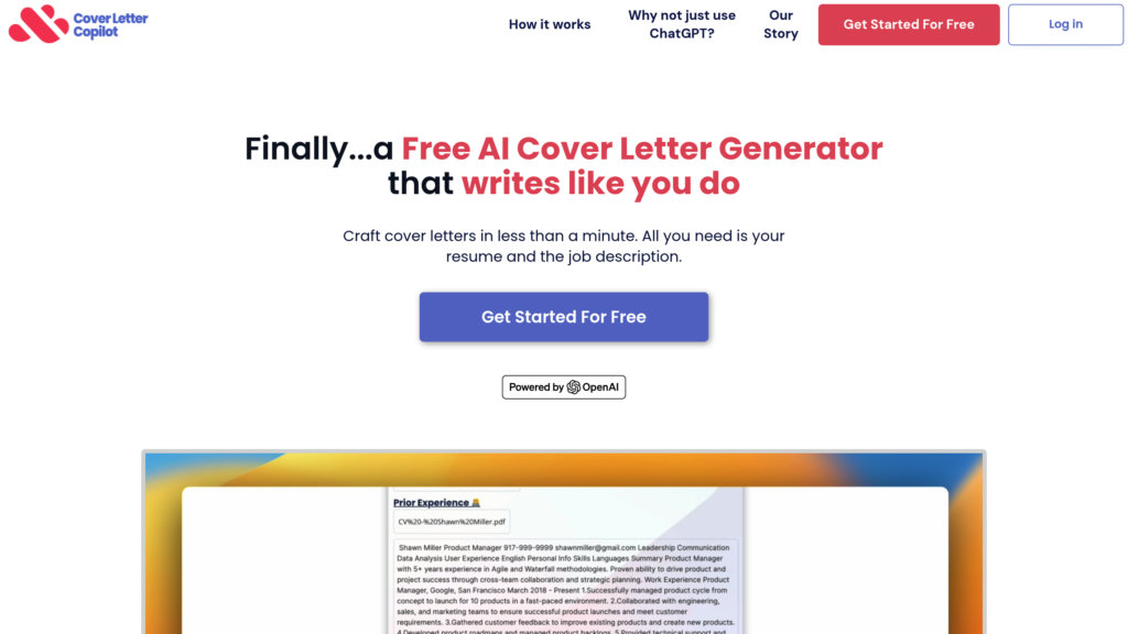 Cover Letter Copilot Screenshot