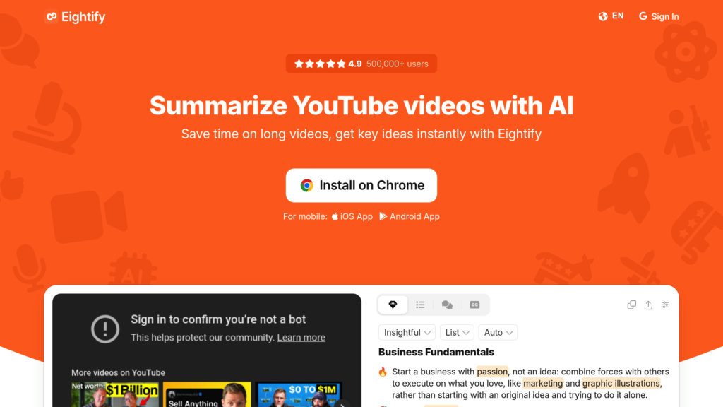 Eightify Screenshot