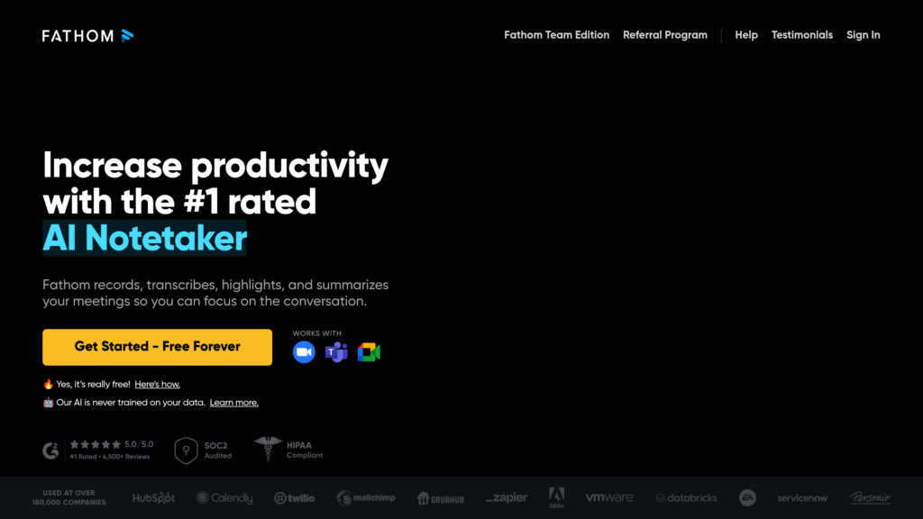 Fathom AI Notetaker 截圖
