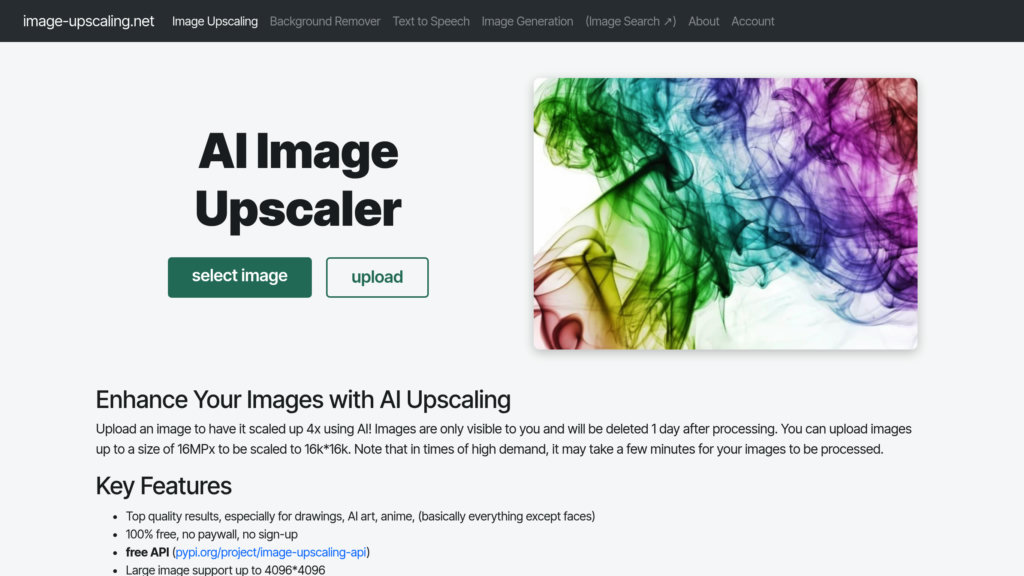 Free AI Image Upscaling Tool 截圖