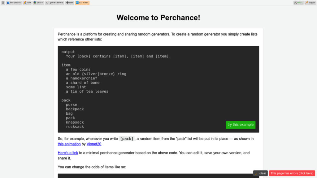 Perchance Screenshot