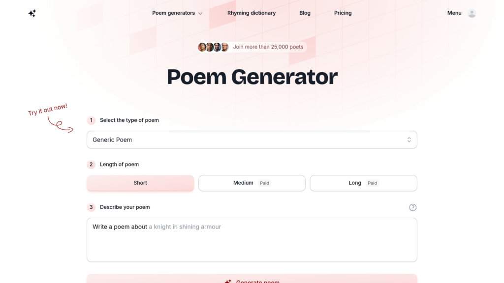 PoemGenerator.com 截圖