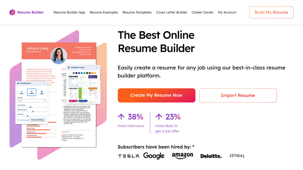 ResumeBuilder Screenshot