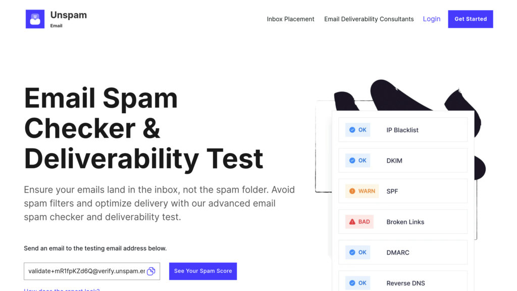 Unspam.email 截圖