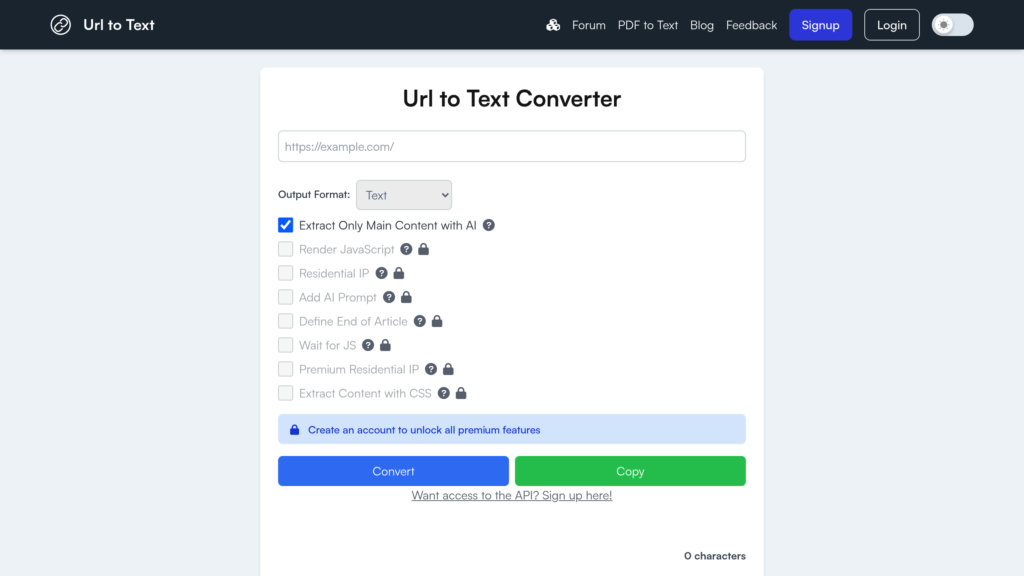 URLtoText Screenshot
